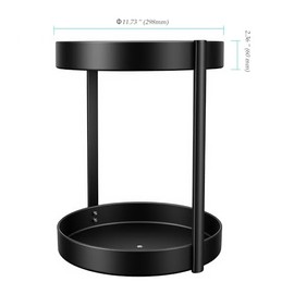 Drehteller Organizer Metall 2 Etagen, 30cm Lazy Susan Schwarz,360° Drehbar | Rutschfeste Drehplatte, Gewürzregal für Küche Badezimmer Kosmetik, Kohlenstoffstahl