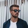 TAKE A SHOT Wooden Sunglasses Men's Polarised Mirrored Small Black
