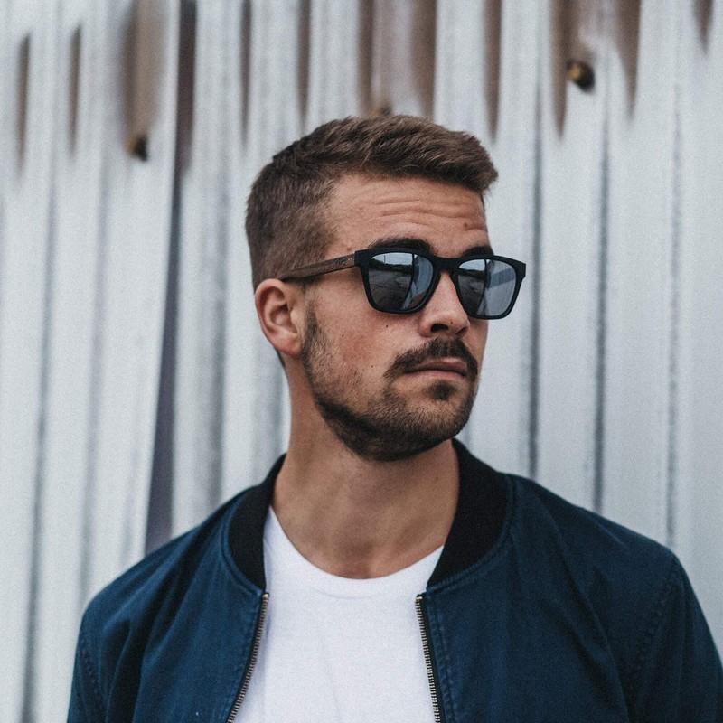 TAKE A SHOT Wooden Sunglasses Men's Polarised Mirrored Small Black