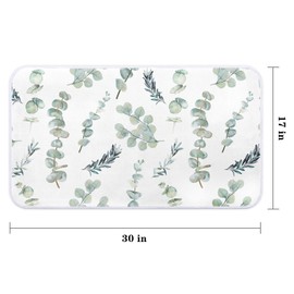 Britimes Bath Mat for Bathroom Plant Eucalyptus Herb Shaggy Bathroom Mat Non Silp Water Absorbent Bath Rug Soft Washable Floor Rug Leaves Green for Tub Showers Laundry Room Decor