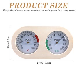 GOEDCH Sauna Thermometer Hygrometer 2-in-1: Sauna Thermometer Hygrometer Wood, Precise Sauna Thermometer, Sauna Accessories, Heat Resistant, Perfect Temperature and Humidity for Sauna 23 × 13 cm