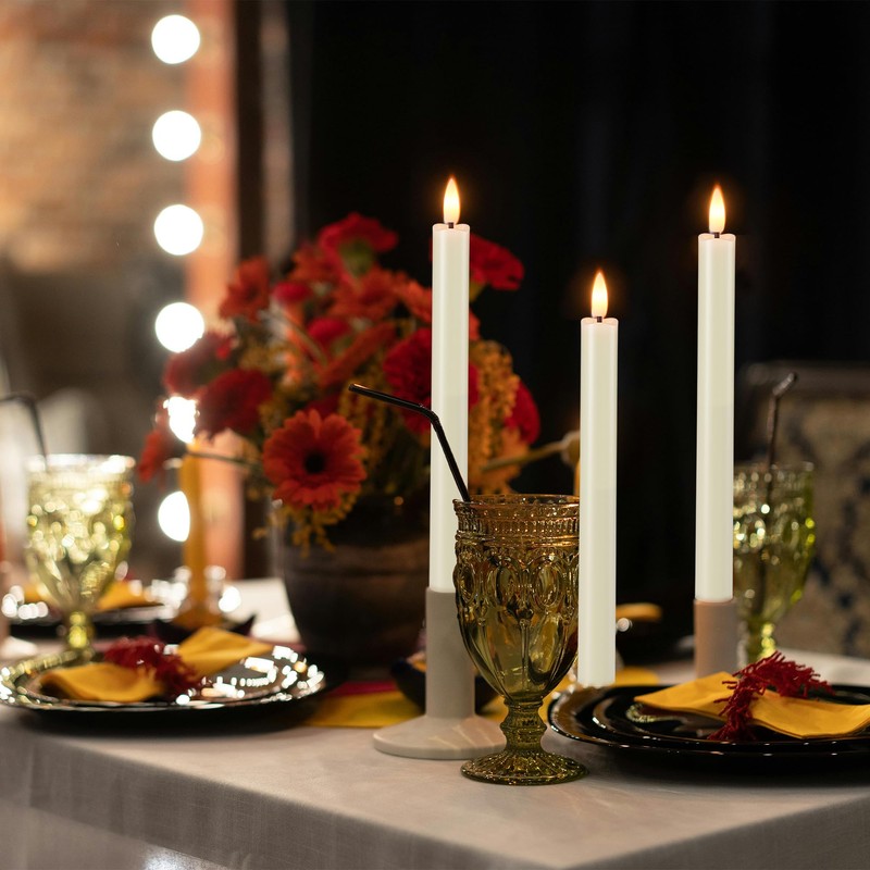 SEHNSY Set of 4 Ivory LED Flameless Taper Candles with