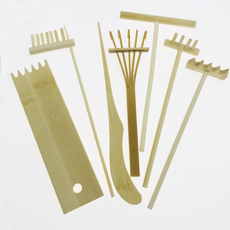 Cayway 7 PCS Garden Rake Kit, Garden Zen Rake Tools
