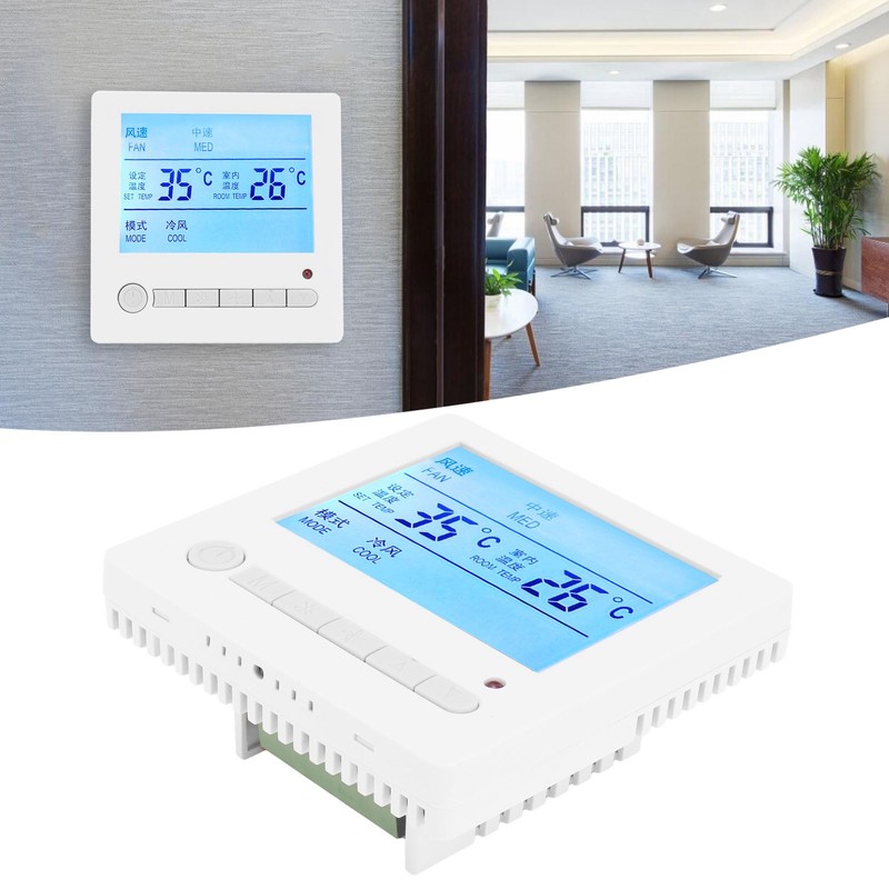 AC220V Intelligent LCD Thermostat Fan Coil Temperature Controller Air Conditioning