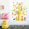 SHUCHING Yellow Animal Tree Wall Decals Peel and Stick, Raccoon