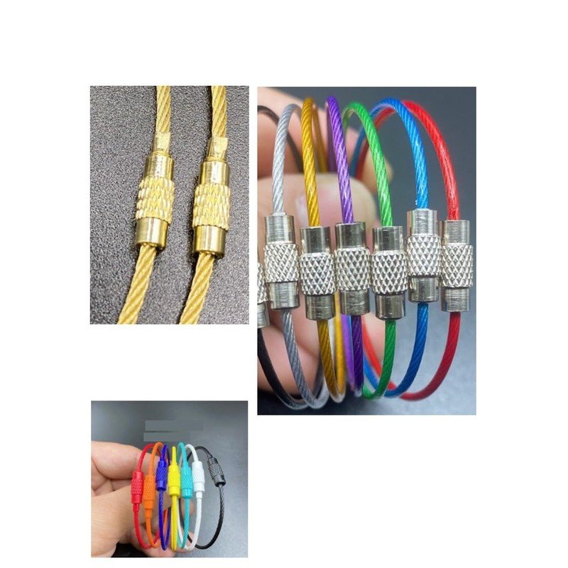 Key Rings Stainless Steel Wire Keychains Pack of 12 Color
