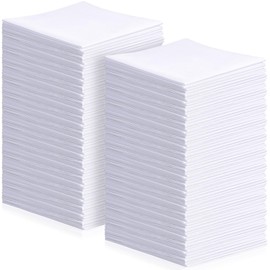 Leinuosen White Cotton Handkerchiefs for Men Classic Hankies Pocket Square Towel Small Size for Tie Dye Girl Boy Tea Parties(14.9 x 14.9 Inch, 100 Pcs)