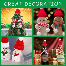 Abnaok Pack of 20 Mini Christmas Hats Set, Christmas Hat Small and Scarf Set, Mini Gnome Hat Christmas Decoration