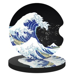 Aiawoxc Car Cup Holder Coasters, 2 Pack Universal Auto Anti Slip Insert Coaster, Rubber Car Coasters with A Finger Notch, Cute Car Assecories for Women Men, Cup Mat for Most Car Interior (Waves)