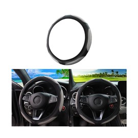 Bittwee Leather Car Steering Wheel Cover, Elastic Stretch Vehicle Steer Wheel Protector Without Inner Ring, Anti-Slip Woven Automotive Accessories, Universal 14.5-15 Inch for SUV, Truck, RV（Gray）