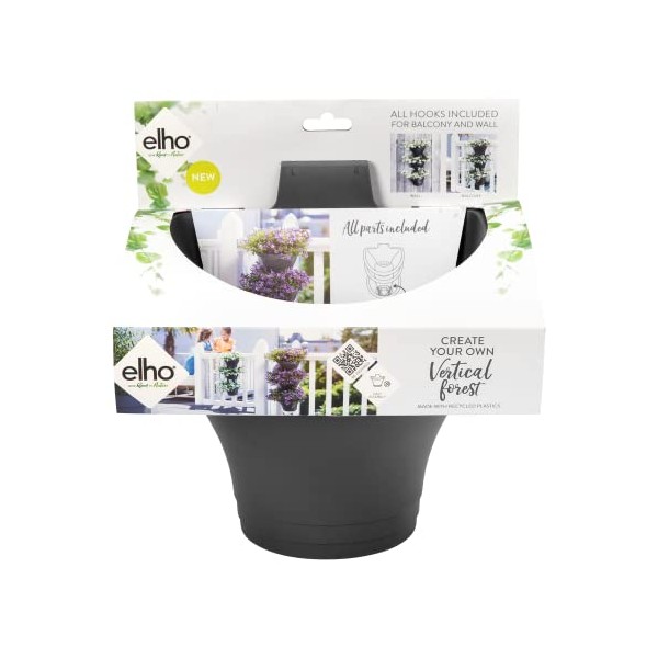 elho Corsica Vertical Forest 24 - Flower Pot for Balcony & Outdoor - Ã 26.7 x H 29.7 cm - Black/Anthracite