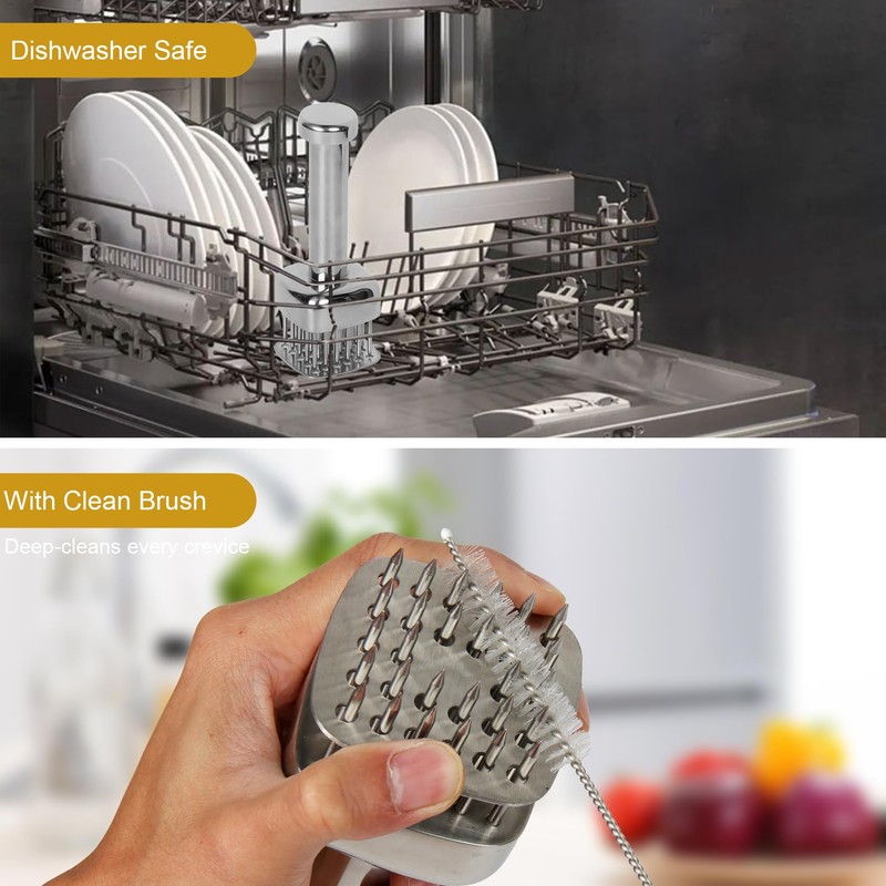 Meat Tenderizer Tool, with 28 Sharp Needles Retractable Safety Guard