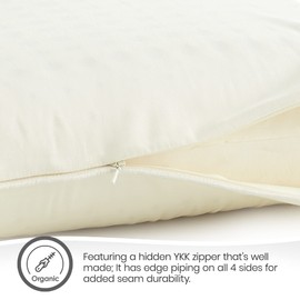 Whisper Organics Pillow Protector - GOTS Certified, 100% Cotton Pillow Encasements with Zipper - Pillow Covers - 20 x 36 Inches, Pack of 2 (King, Ivory)