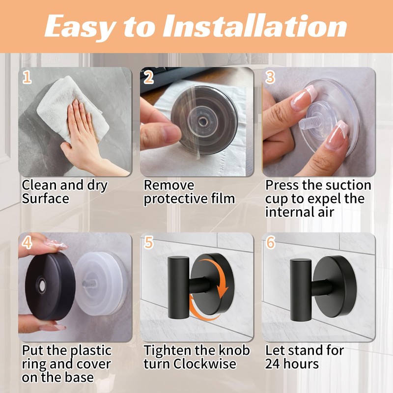 Suction Cup Hooks,10LB Max Capacity Adhesive Hooks,only for Smooth Surface