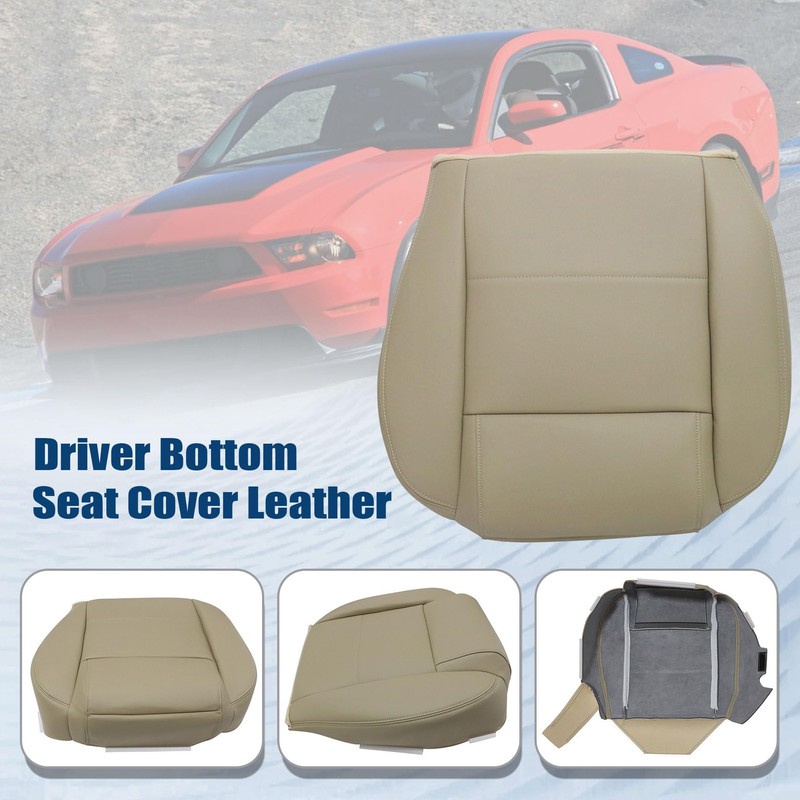 AOUTTUOA Driver Side Bottom Leather Non-Perforated Seat Cover Tan Compatible