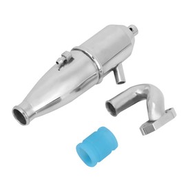RC Car Exhaust Pipe, 1/10 HSP Model Car, Upgrade Parts, Exhaust Pipe, Aluminum, Easy Installation, Small, Lightweight, Durable, Rustproof, Truck Engine Parts, Exhaust Pipe Compatible with RC Nitro Buggy Cars, Silver