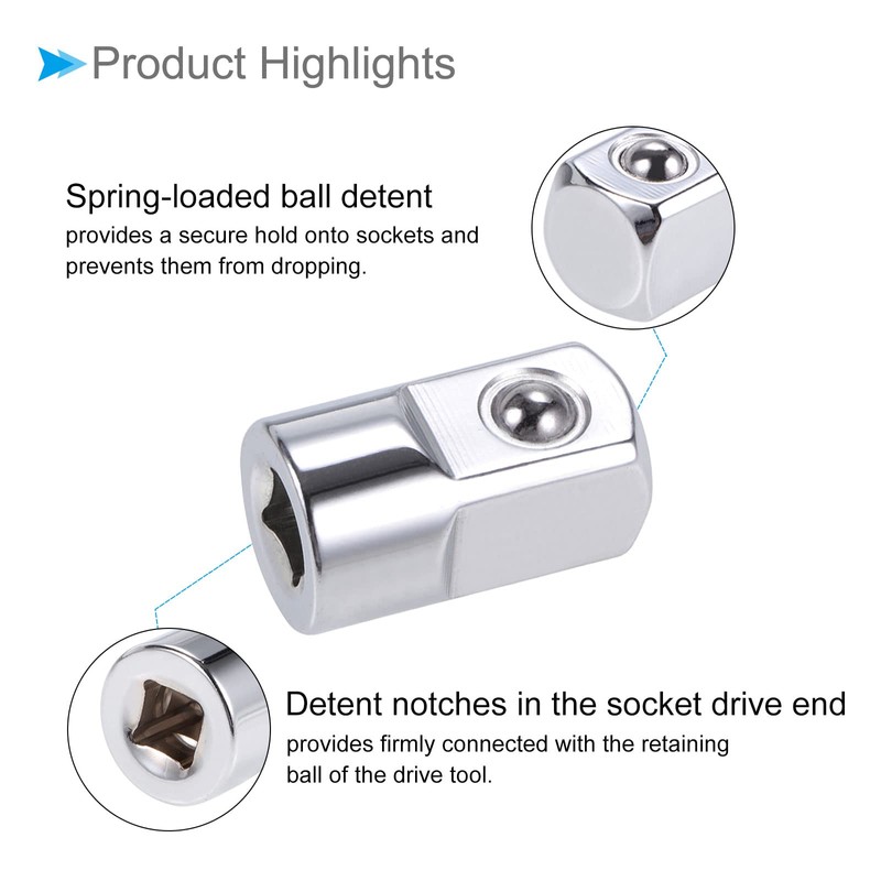 CoCud Socket Adapter 6.35mm Female to 12.7mm Male CR-V Steel