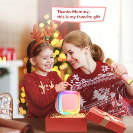 Kinglucky Karaoke Machine for Kids (Exclusive Edition) Girls Ages 3-12 with 2 Light-Up Microphones, Kid-Sized & Portable Bluetooth Speaker with Voice Effects for Birthday, Family Fun & Party (Pink)
