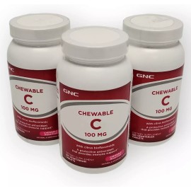 GNC Lot of 3 GNC Chewable Vitamin C 100MG Mixed Fruit-180Ea./5