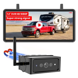 Auto-Vox Wireless Backup Camera Magnetic:7.2" 1080P Split-Screen DVR Monitor,Dual Antenna,6600mAh Long-Life Rechargeable Battery, IP69K Waterproof, Trailer Camera with IR Night Vision for RV,Truck