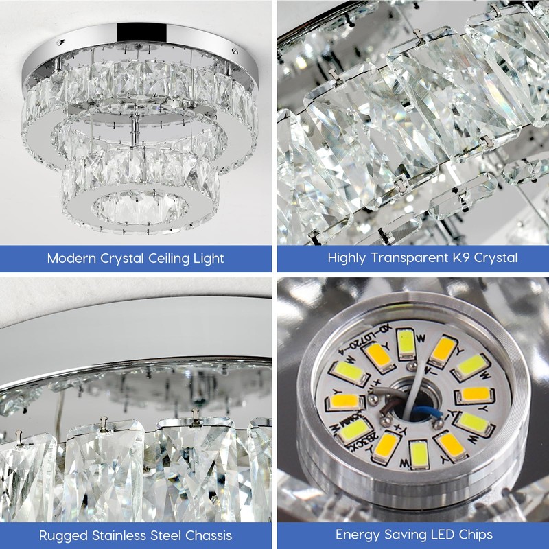 LEONTYNE 12 Inch Mini Chandelier LED Crystal Ceiling Light 2