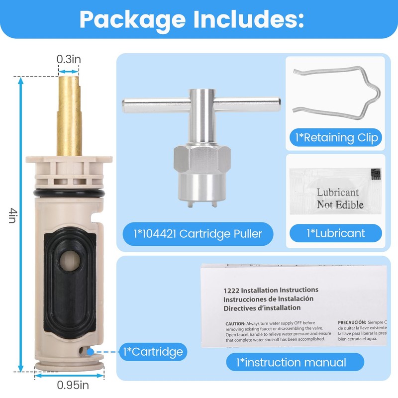 1222 Replacement Cartridge Kit with Removal Tool 104421 for Moen
