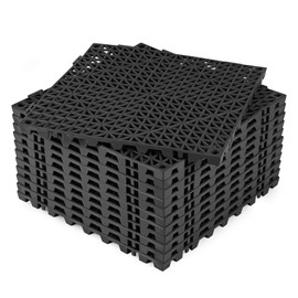 ToLanbbt ToLanbbt Modular Interlocking Cushion 12P 11.8" x 11.8" Interlocking Rubber Floor Drain Holes Non-Slip Splicing Drainage Mats for Deck, Shower, Kitchen, Drain Pool, Sauna Bath, Indoor Outdoor (Black)