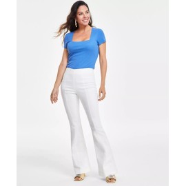 INC International Concepts I.n.c. Concepts Women's High-Rise Pull-on Flare Jeans, Bright White Sz 10