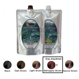 Organic Squid Ink Treatment Color Cream 1st 500ml + 2nd 500ml for Gray Hair Cover, No Scalp Pain with Fast Result (Natural Brown)
