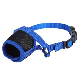Dog Muzzle, Soft Muzzle for Medium Large Sized Dog to Anti and Prevent Biting Barking Chewing, Air Mesh Large No Barking Muzzle with Reflective & Adjustable Strap (Blue, L)