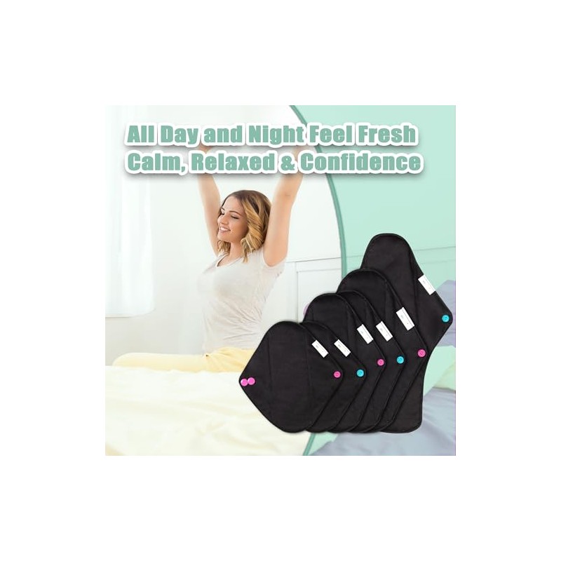 wegreeco- Compresas menstruales reutilizables de carbón - Compresas higiénicas reutilizables
