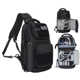 Camera Sling Bag Backpack,DSLR/SLR/Mirrorless Camera Bag with Tripod Holder & Removable Dividers,Small Crossbody Tactical Camera Bag Backpack for Canon/Nikon/Sony/Fuji/Gopro