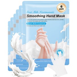 Hand Mask Set-6 Pairs Goat Milk Moisturizing Hand Mask, Nourish Gloves for Dry Cracked Hand, Repairing Hydrating Gloves for All Skin, Home Spa Treatment, Thanksgiving Hands Care Bulk Gift Kit
