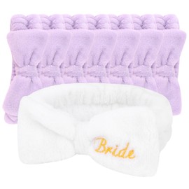 Jaciya Bachelorette Party Favors Spa Makeup Headband 8 Packs Bride Bridesmaid Headband Bridal Shower Gifts Wedding Hair Accessories(White,Purple)