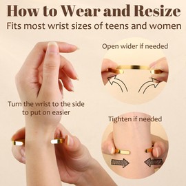 Finrezio 3-5 Pieces Women's Gold 14 Carat Gold-Plated Stacking Bracelets Stainless Steel Figaro Beads Chain Bracelets Adjustable Bracelet Set Waterproof Gold Jewellery for Women, Stainless Steel