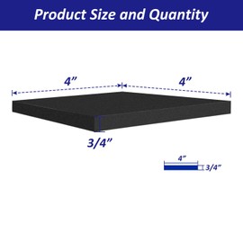 Foam Padding Sheets with Adhesive Backing - 3/4" Thick Self Stick Neoprene Insulation Foam,4PCS 3/4 Inch Thick X 4 Inch Long X 4 Inch Wide