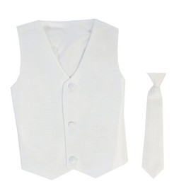 Vest and Clip On Baby Boy Necktie set - WHITE - 4T