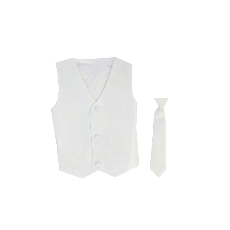 Vest and Clip On Baby Boy Necktie set - WHITE