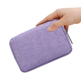 JINSI Small Makeup Bag Cosmetic Pouch Zipper Mini Tech Charger Cable Electronic Organizer Case Travel Accessories (Purple)