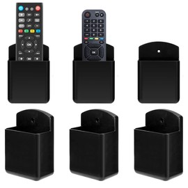 TIE-DailyNec 6 Pack Remote Control Holder Wall Mount Media Controller Organizer Self Adhesive TV Remote Storage Box Wall Pen Holder for Bedroom Headboard Home Office School (Black)