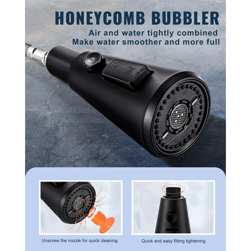 ALEASHA Pull Down Kitchen Faucet Head Replacement,3-Function Sink Spray Nozzle