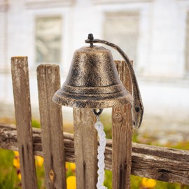 BIUDECO Rustic Cast Iron Doorbell Wall-Mounted Hanging Bell for Garden Manually Shaking Bell Vintage Style Decorative Accent