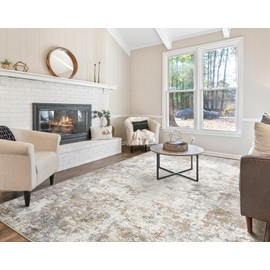 UERMEI 8x10 Area Rug Living Room Rugs - Washable Neutral Modern Abstract Soft Thin Large Rug Indoor Floor No Slip Rug Carpet for Bedroom Under Dining Table Home Office Decor - Blue Grey