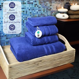 TurkishTowels 100% Luxurious Turkish Cotton Hand Towel Navy 19"x27" – Soft, Absorbent, and Plush Textiles for Your Bathroom | Elegance Hand Towel | Premium Quality Towel
