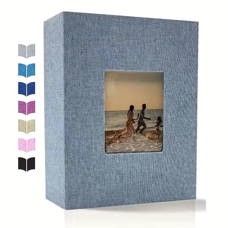 Linen 4x6 Photo Album with Cover Window, 200/300/600 Pockets