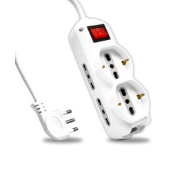 V-TAC 6 Gang Electric Multi Socket with Switch and 1.5m Cable - 4 Side Sockets 10/16A Bypass and 2 Front 10/16A Bypass Shuk - Socket for Home, Office, Store - Plug