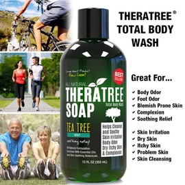 Oleavine TheraTree Tea Tree Oil Soap with Neem Oil - 12oz - Helps Skin Irritation, Body Odor, & Helps Restore Healthy Complexion for Body and Face TheraTree