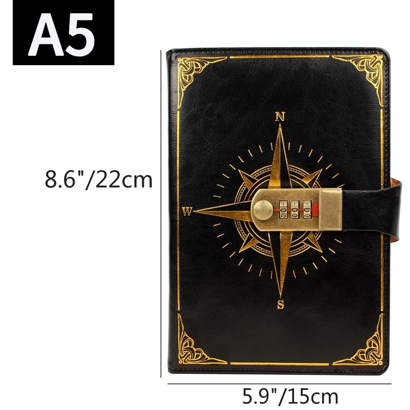 WANLIAN Leather Calendar with Lock Retro Calendar with Combination Lock
