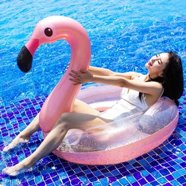 Adult Cute Flamingo Shaped Float, Diameter 32.3 inches (82 cm), Cute Float Ring, Summer Vacation, Water Play, Sea, Beach, Beach, Swimming Pool, Outdoor, Sea Float (Pink)