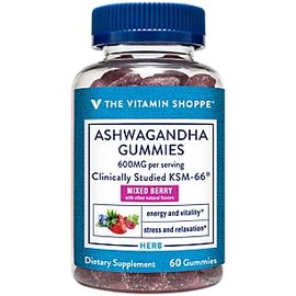 Ashwagandha Gummies with KSM-66 for Stress & Relaxation Support a" 600 MG a" Mixed Berry (60 Gummies)